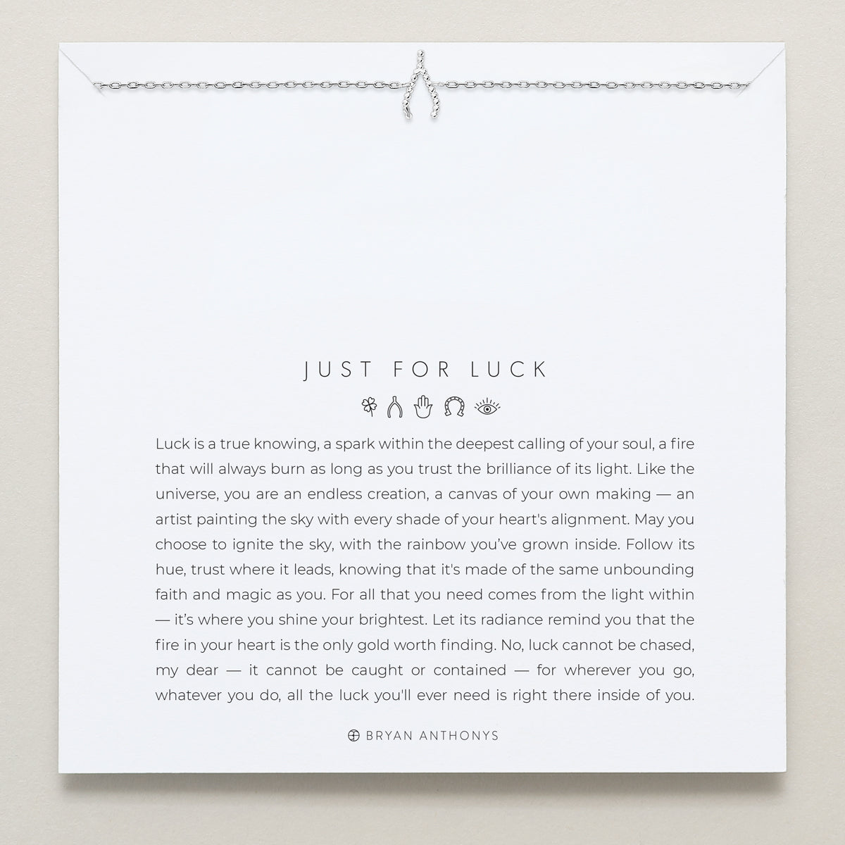 Bryan Anthonys Just For Luck Wishbone Silver Bracelet On Card