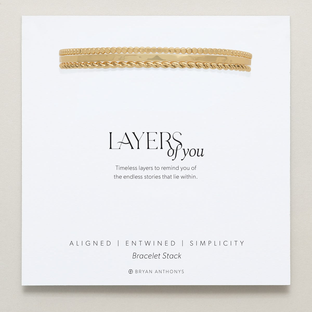 Bryan Anthonys Layers of You Gold Bracelet On Card