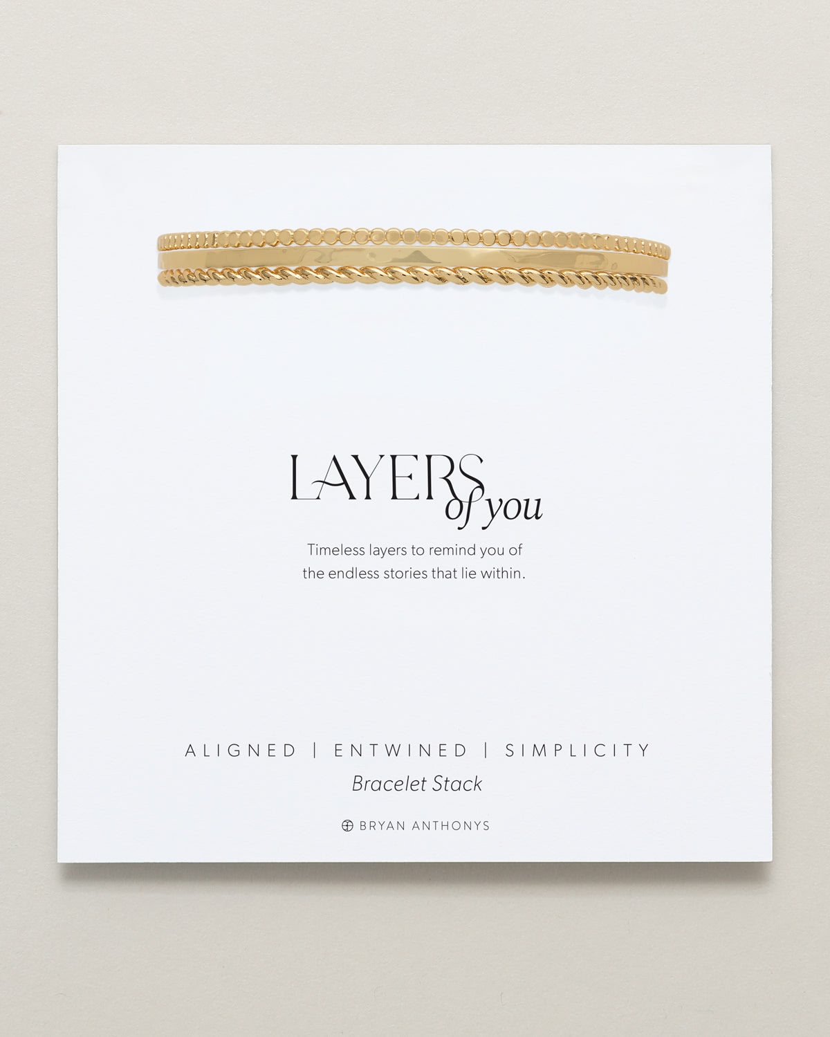 Bryan Anthonys Layers of You Gold Bracelet On Card