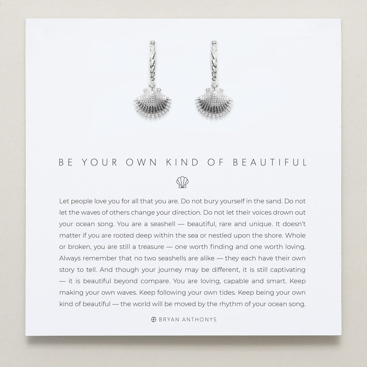 Bryan Anthonys Silver Be Your Own Kind Of Beautiful Huggies On Card