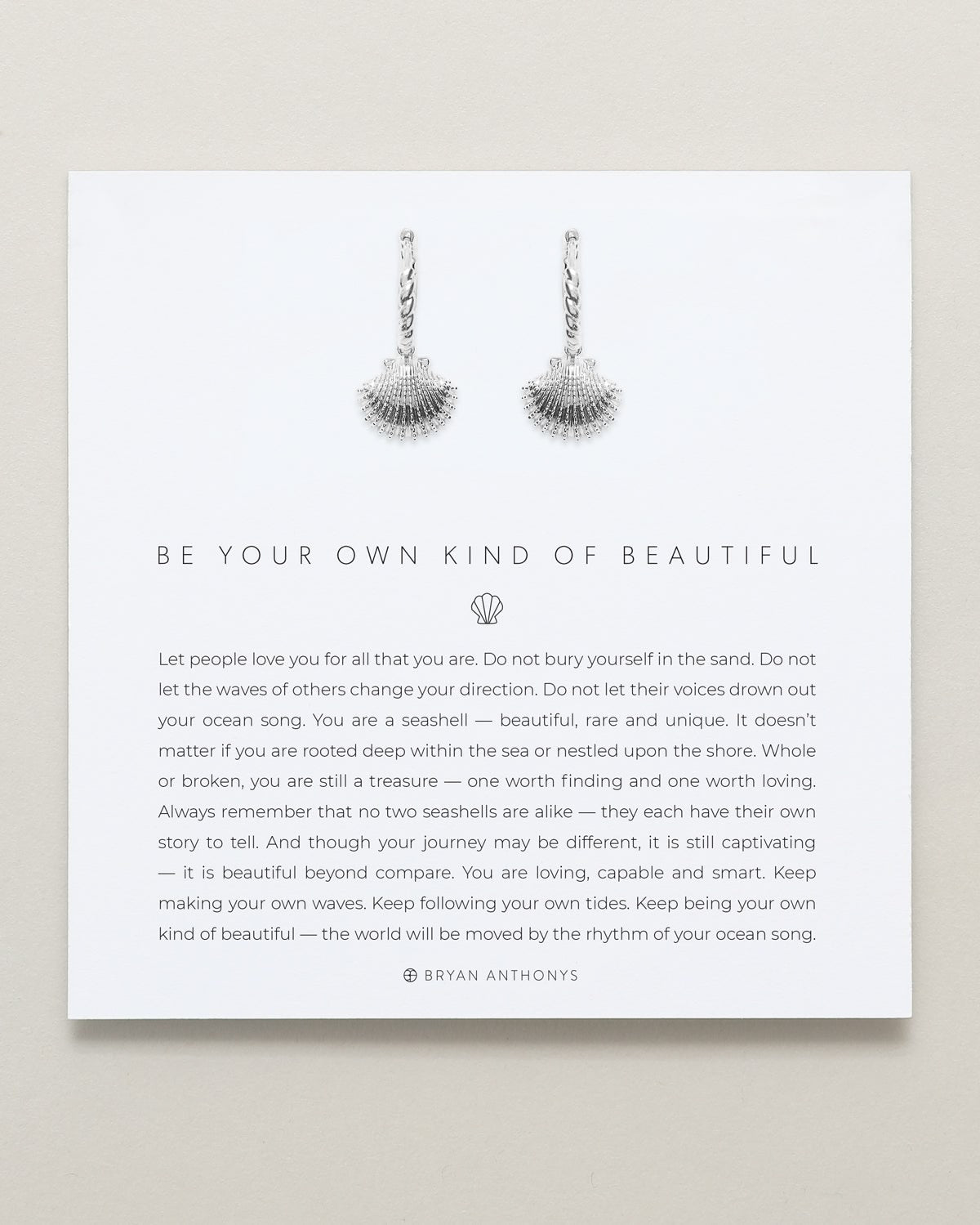 Bryan Anthonys Silver Be Your Own Kind Of Beautiful Huggies On Card