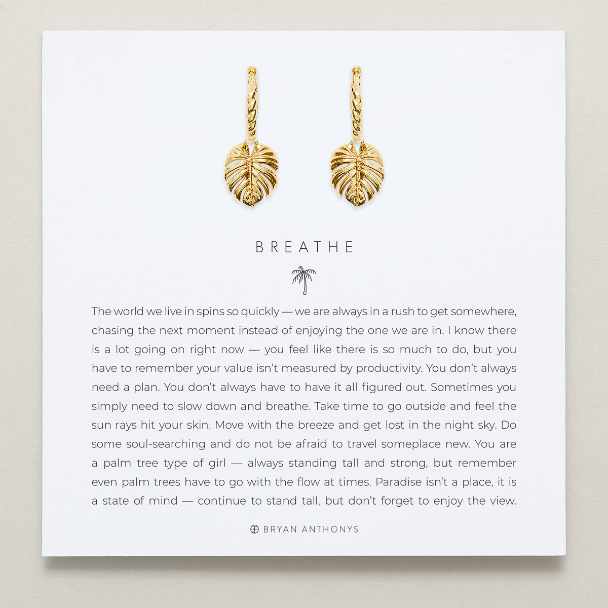 Bryan Anthonys Gold Breathe Huggie Earrings On Card