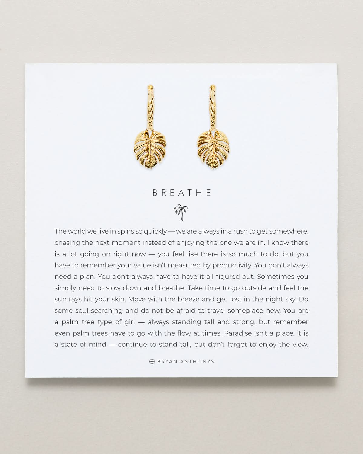 Bryan Anthonys Gold Breathe Huggie Earrings On Card