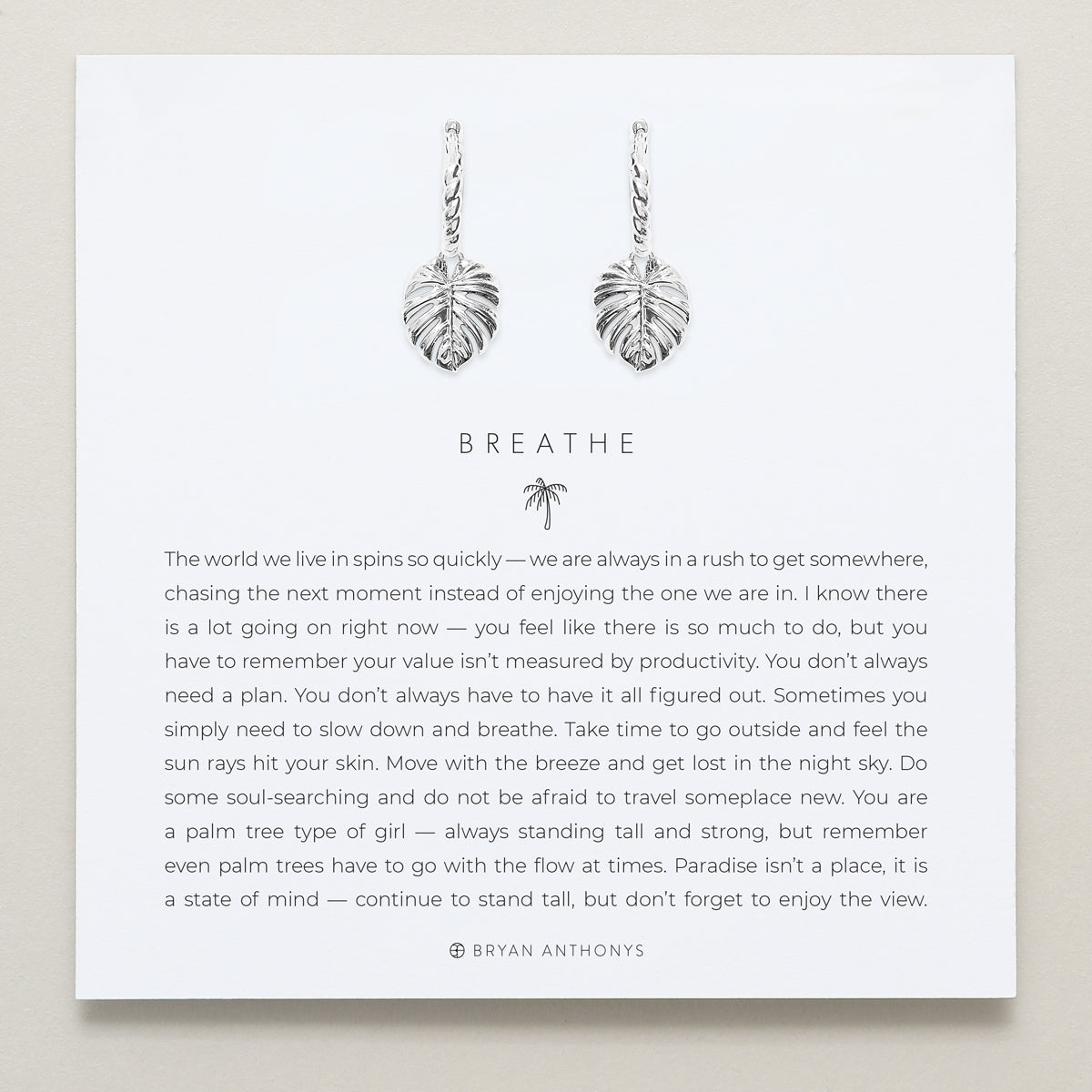 Bryan Anthonys Silver Breathe Huggie Earrings On Card