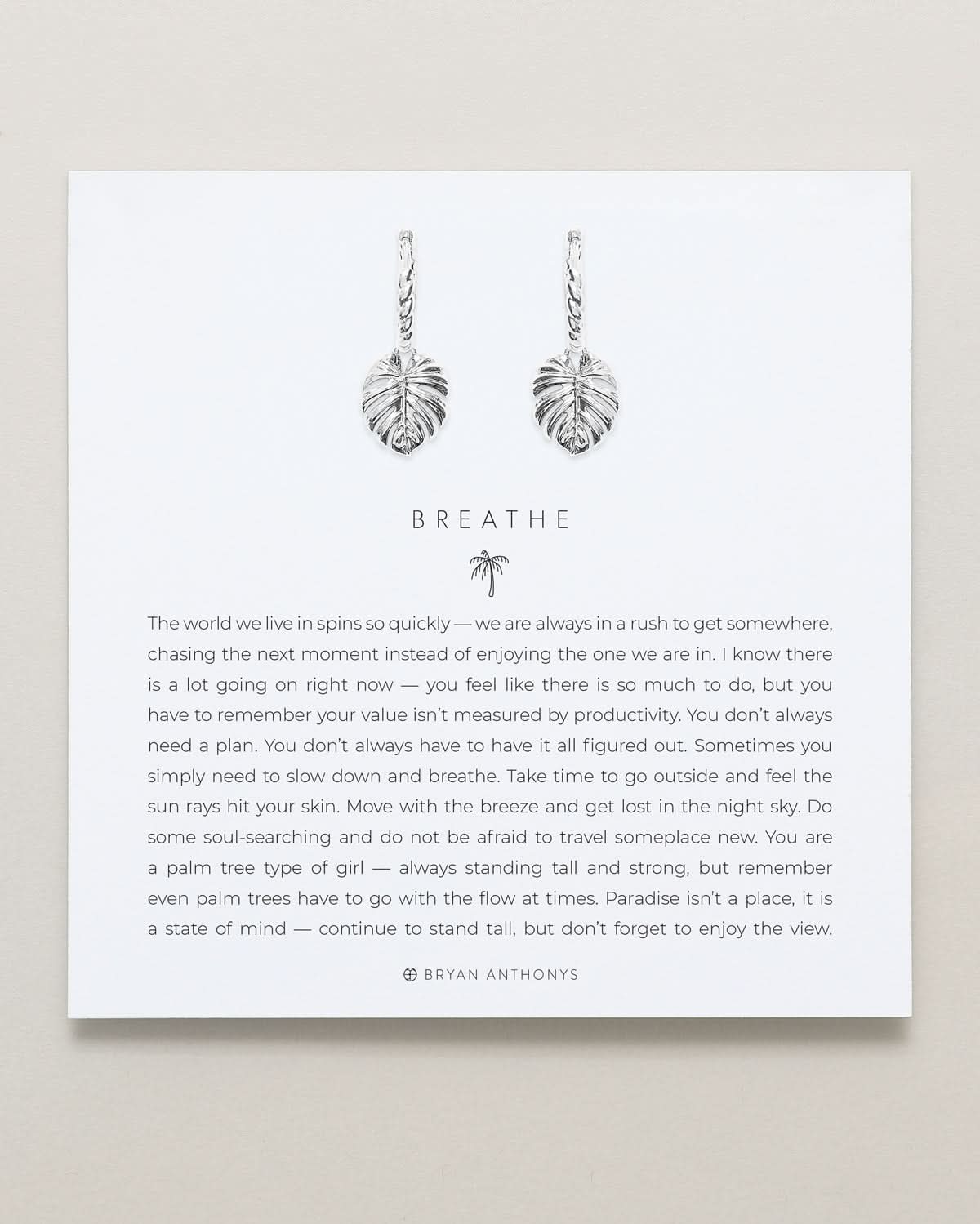 Bryan Anthonys Silver Breathe Huggie Earrings On Card