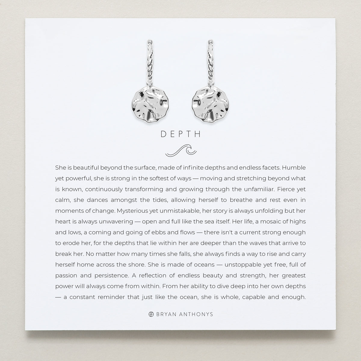Bryan Anthonys Silver Depth Huggies On Card