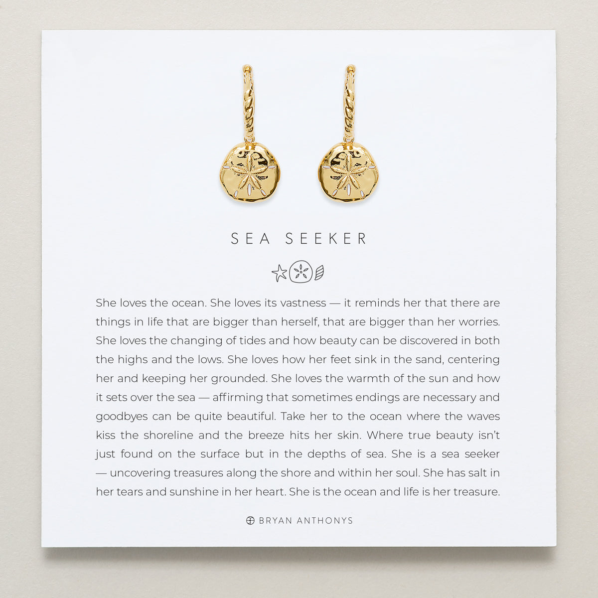 Bryan Anthonys Gold Sea Seeker Huggie Earrings On Card