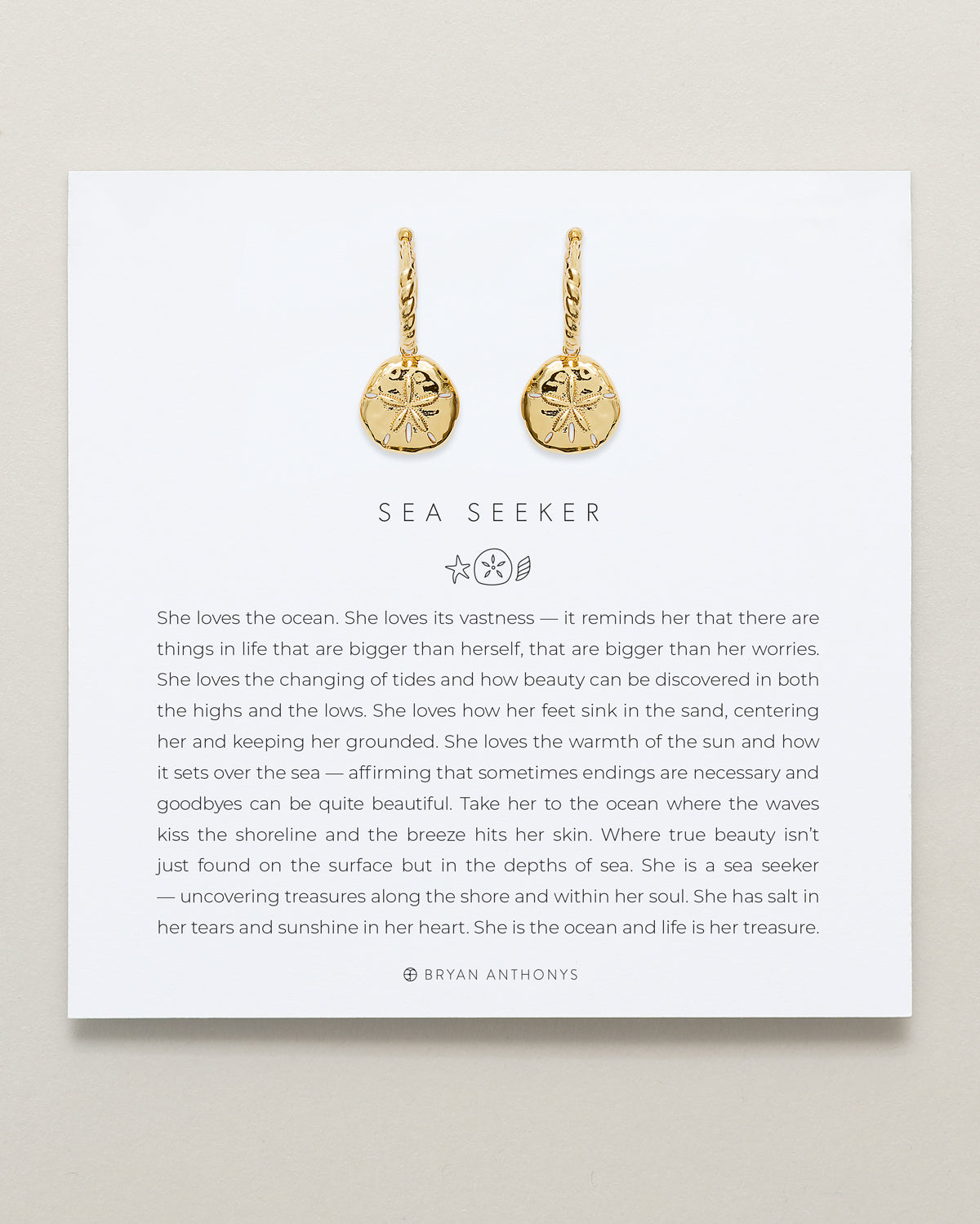 Bryan Anthonys Gold Sea Seeker Huggie Earrings On Card