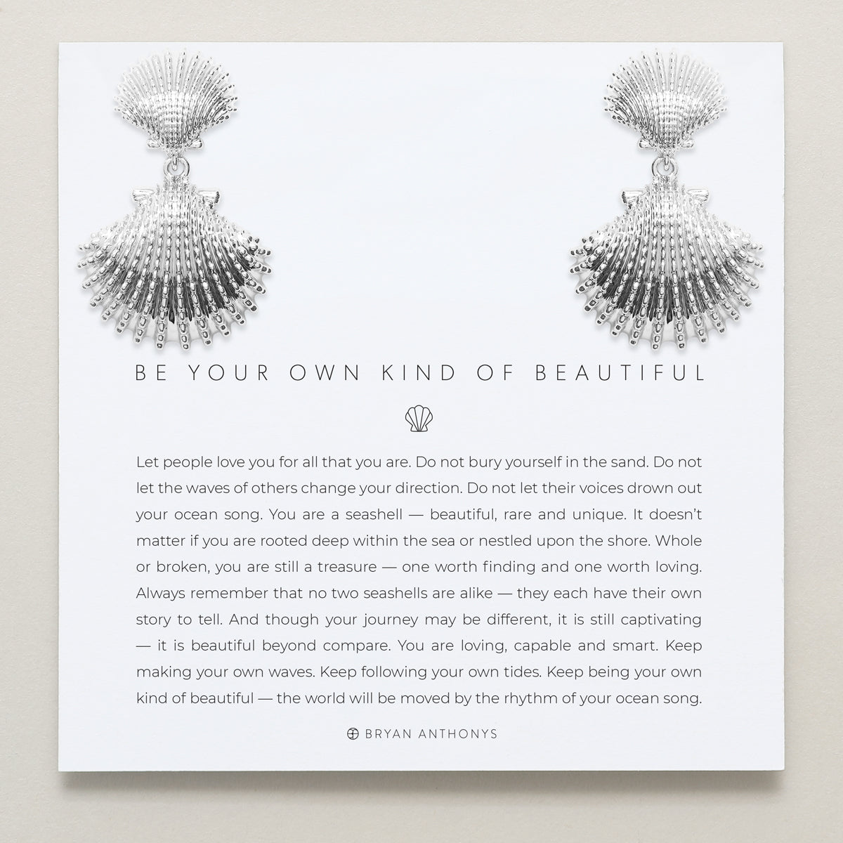 Bryan Anthonys Silver Be Your Own Kind Of Beautiful Statement Earrings On Card
