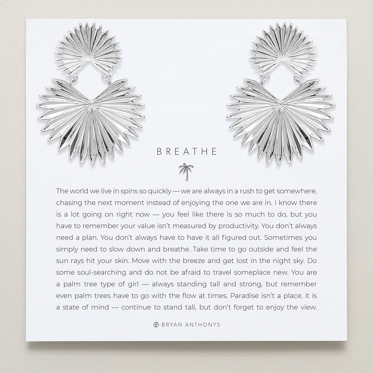 Bryan Anthonys Silver Breathe Statement Earrings On Card