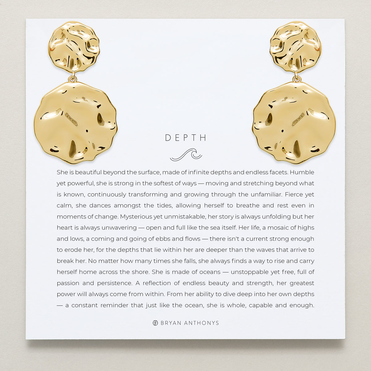 Bryan Anthonys Gold Depth Statement Earrings On Card