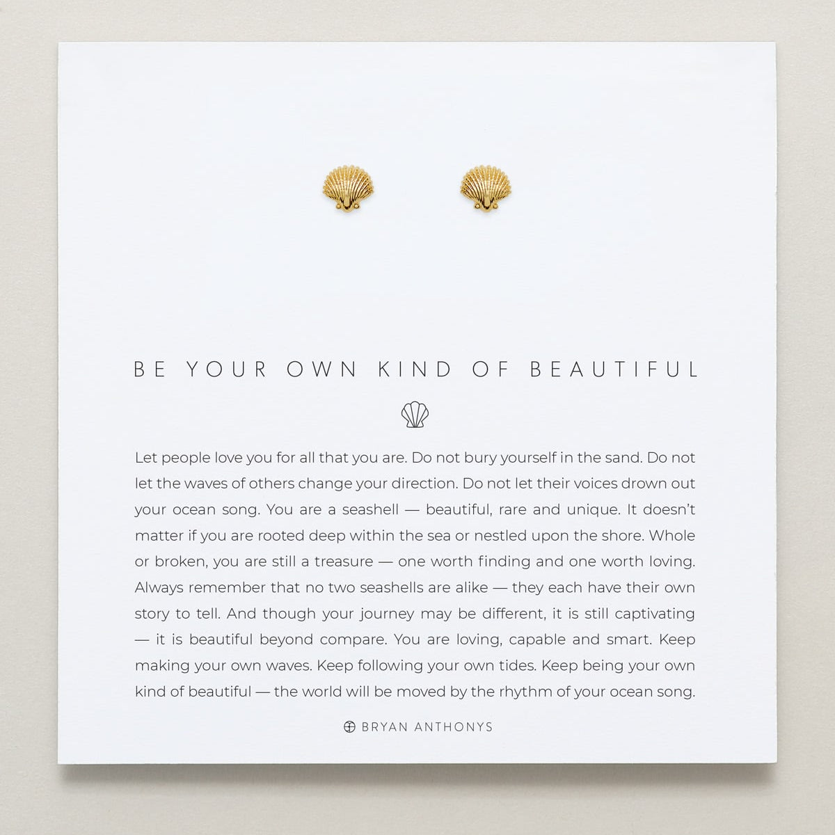 Bryan Anthonys Gold Be Your Own Kind Of Beautiful Stud Earrings On Card