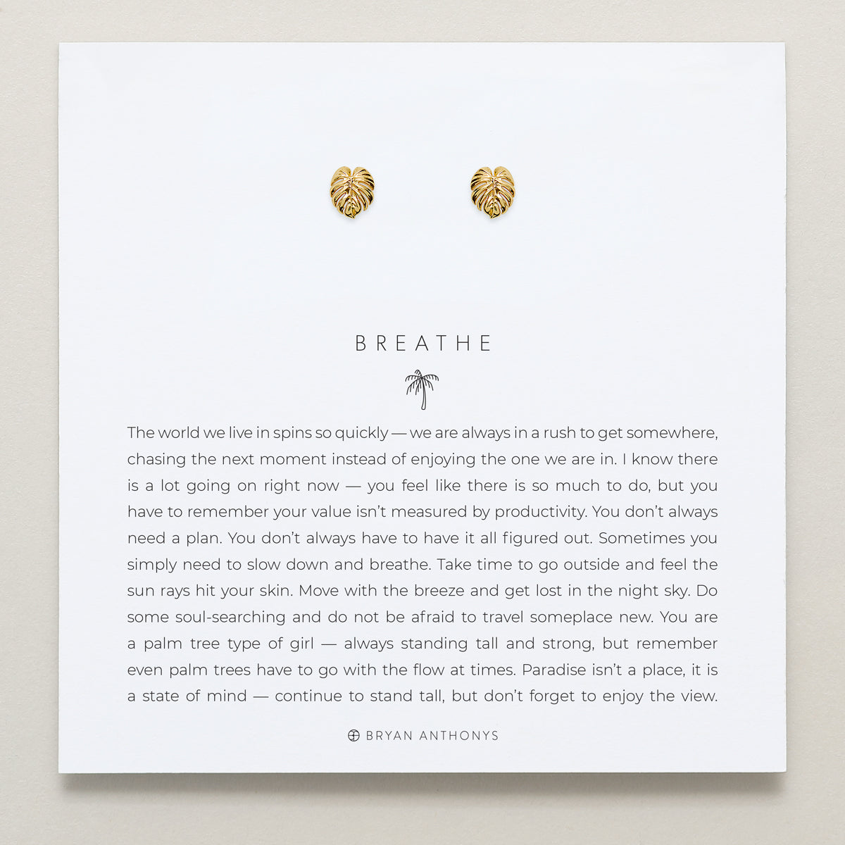 Bryan Anthonys Gold Breathe Stud Earrings On Card