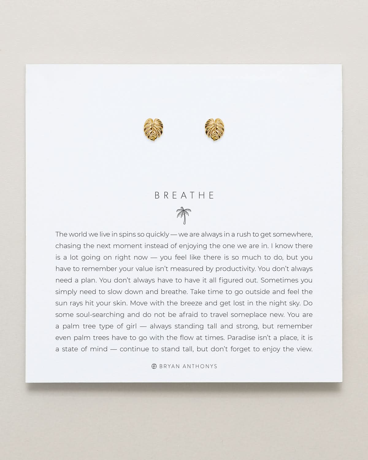 Bryan Anthonys Gold Breathe Stud Earrings On Card