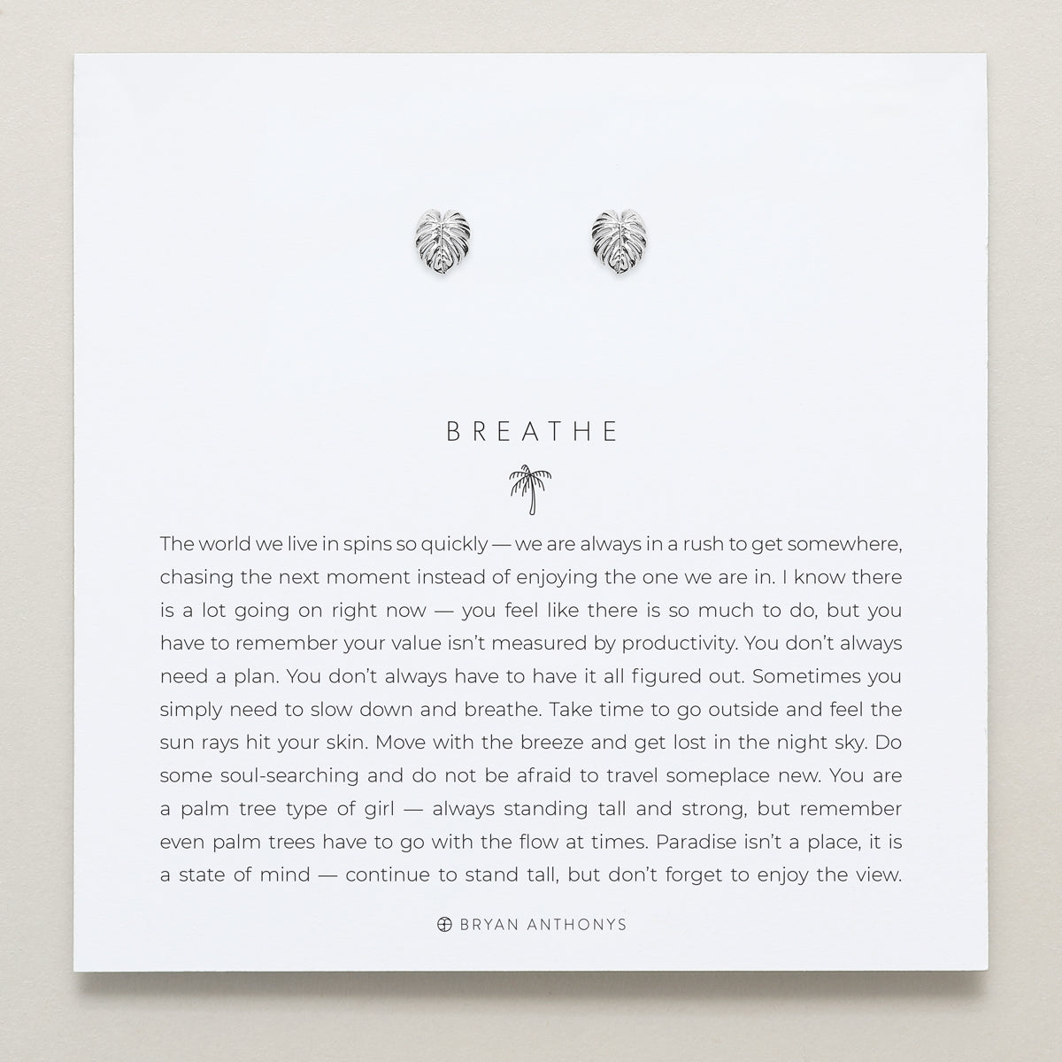 Bryan Anthonys Silver Breathe Stud Earrings On Card