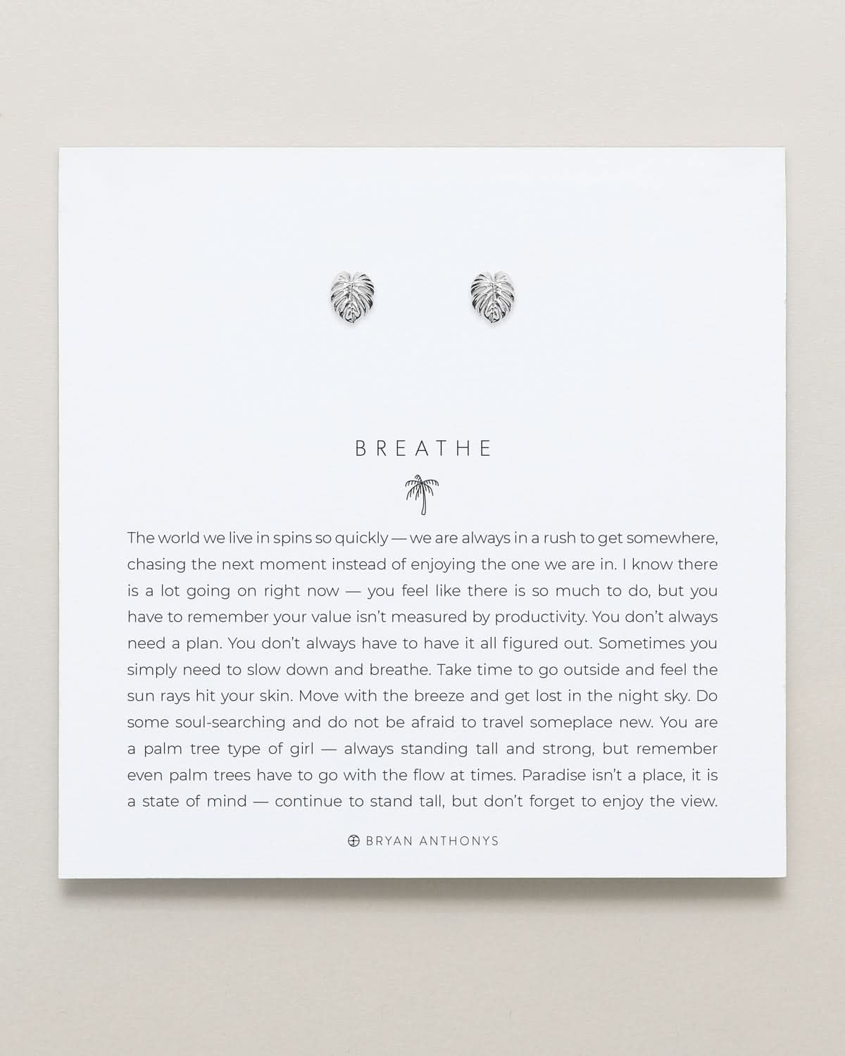 Bryan Anthonys Silver Breathe Stud Earrings On Card