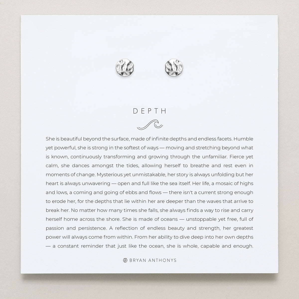 Bryan Anthonys Silver Depth Stud Earrings On Card