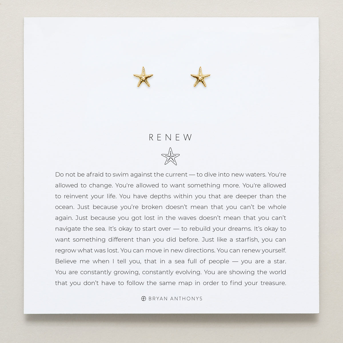 Bryan Anthonys Gold Renew Stud Earrings On Card
