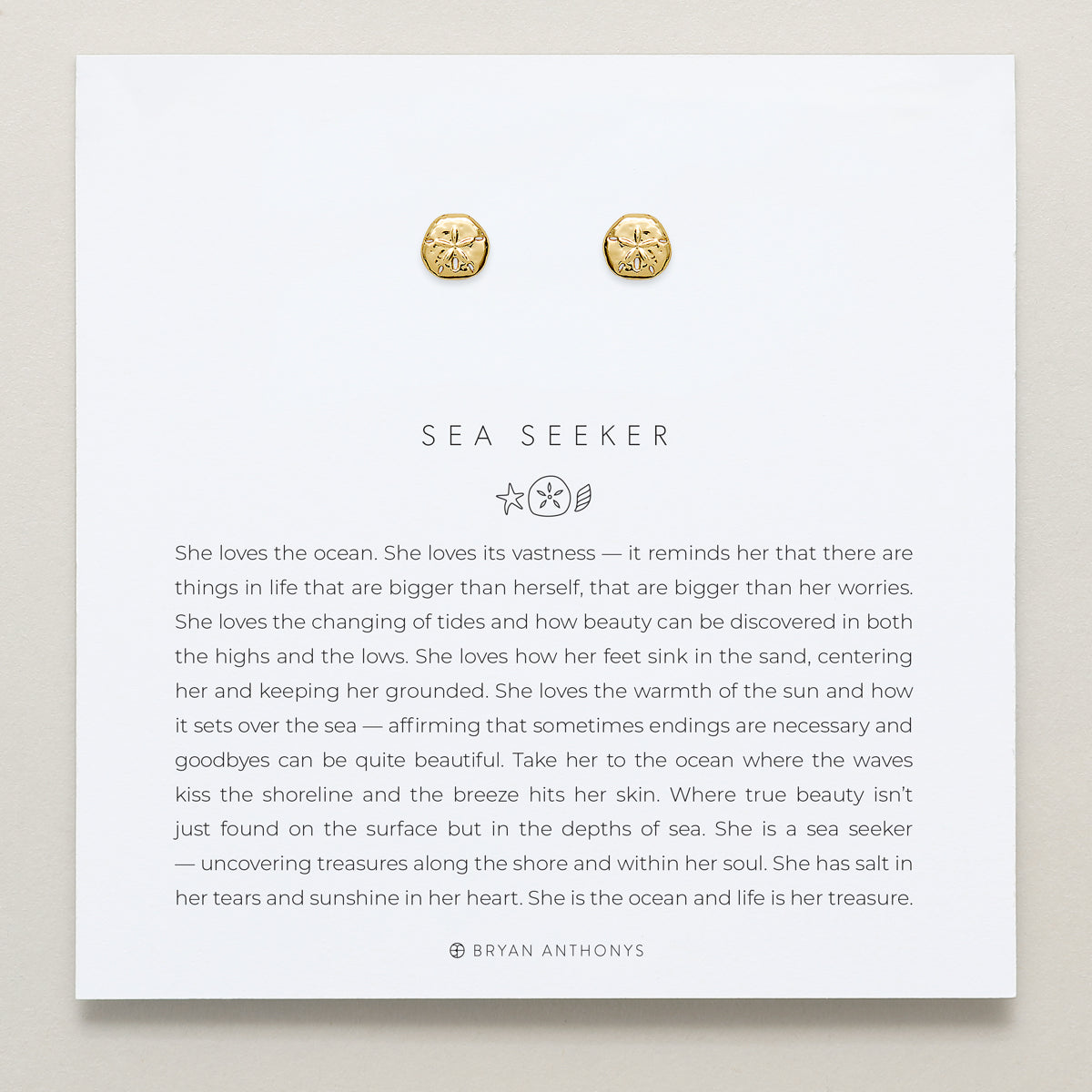 Bryan Anthonys Gold Sea Seeker Stud Earrings On Card