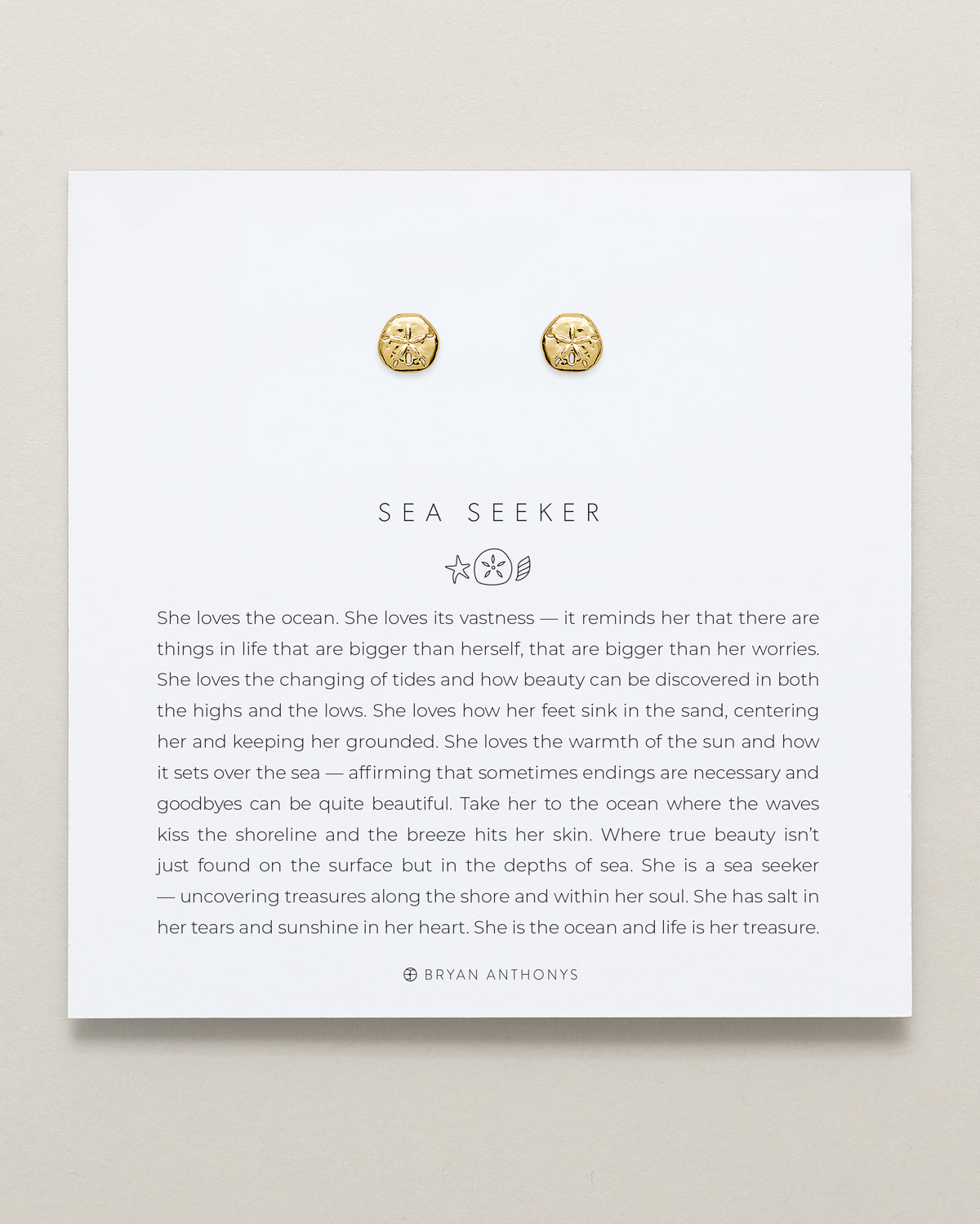 Bryan Anthonys Gold Sea Seeker Stud Earrings On Card