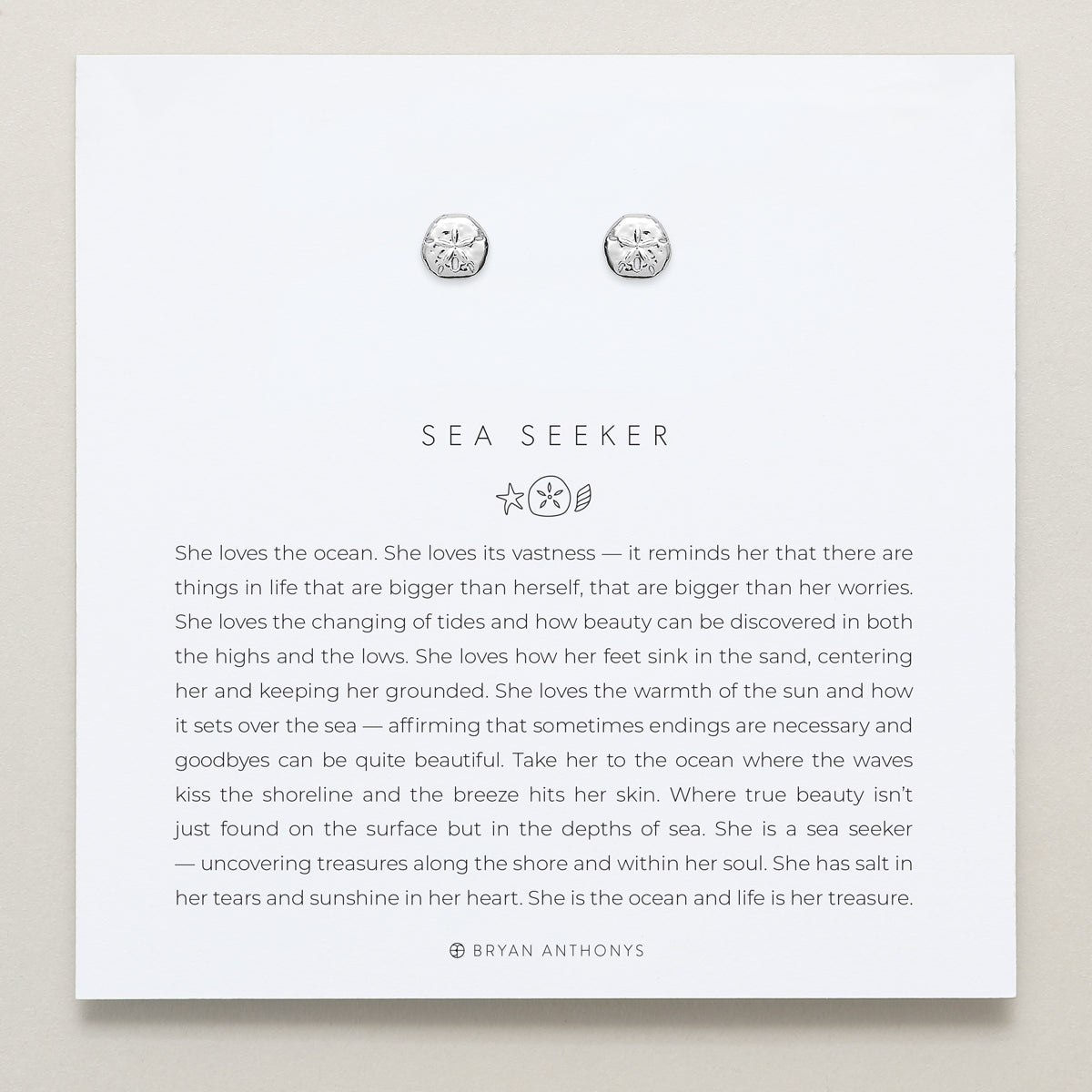 Bryan Anthonys Silver Sea Seeker Stud Earrings On Card