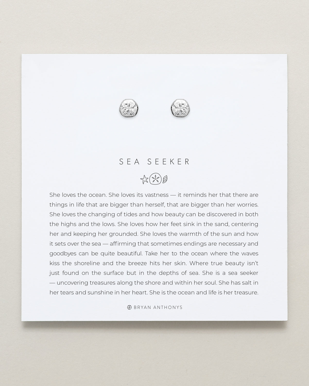 Bryan Anthonys Silver Sea Seeker Stud Earrings On Card