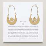 Squad Hoop Earrings on card in 14k gold finish