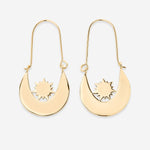 Squad Metal Hoops Gold Moon and Sun Earrings