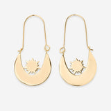 Squad Metal Hoops Gold Moon and Sun Earrings