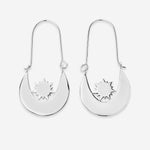 Squad Metal Hoops Silver Moon and Sun Earrings