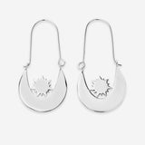 Squad Metal Hoops Silver Moon and Sun Earrings