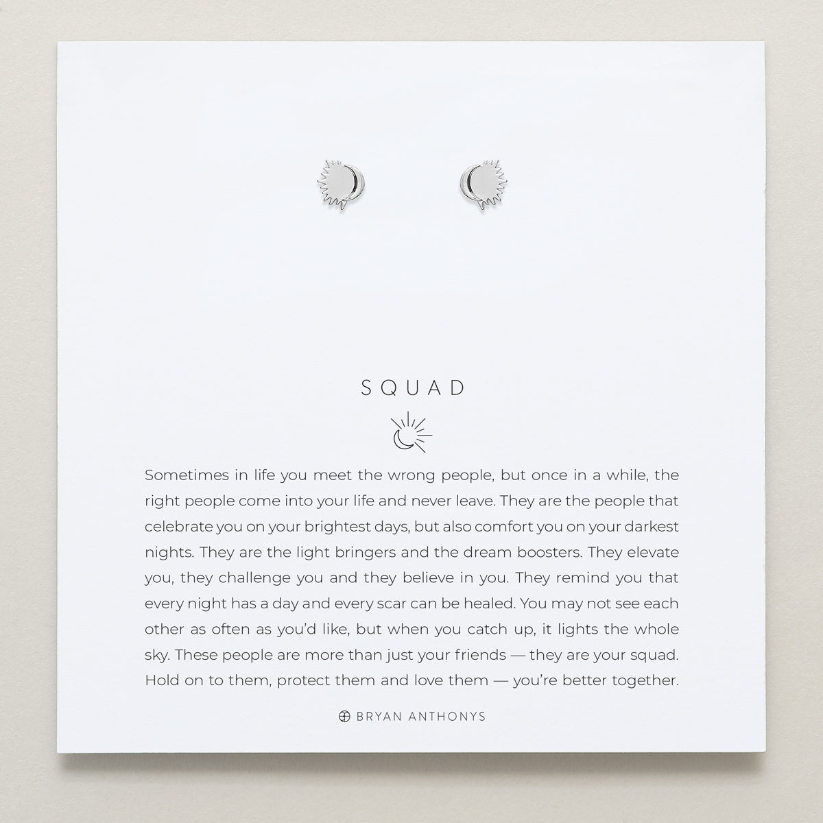 Bryan Anthonys Silver Squad Icon Stud Earrings On Card