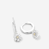 Bryan Anthonys Bloom Silver Crystal Daisy Huggies Earrings Macro