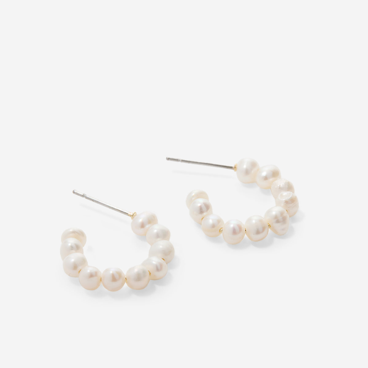 Bryan Anthonys Grit Seed Pearl Gold Mini Hoop Earrings Macro