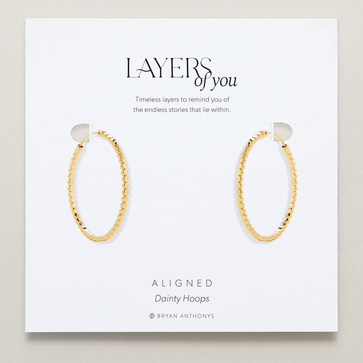 Bryan Anthonys Layers of You Aligned Gold Hoop Earrings On Card