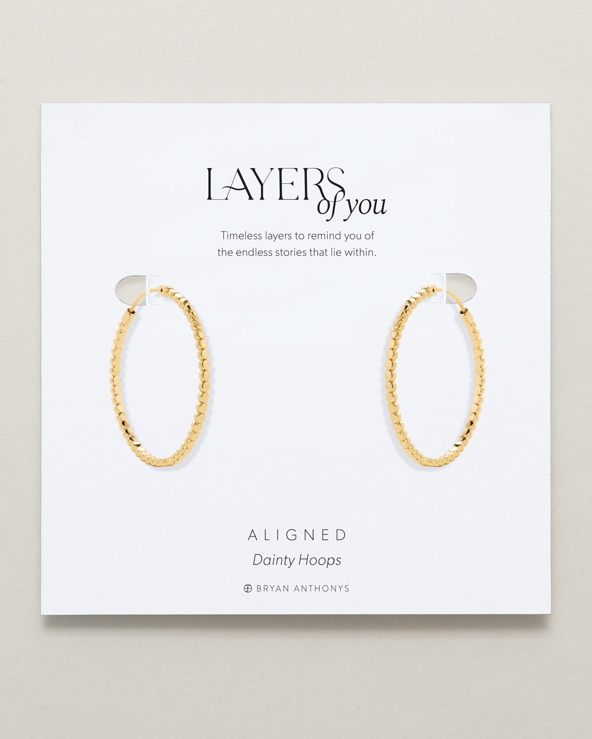 Bryan Anthonys Layers of You Aligned Gold Hoop Earrings On Card