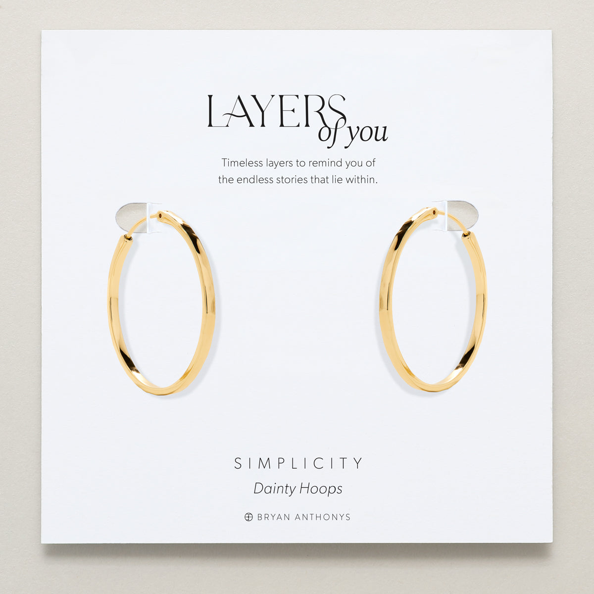 Bryan Anthonys Layers of You Simplicity Gold Hoop Earrings On Card