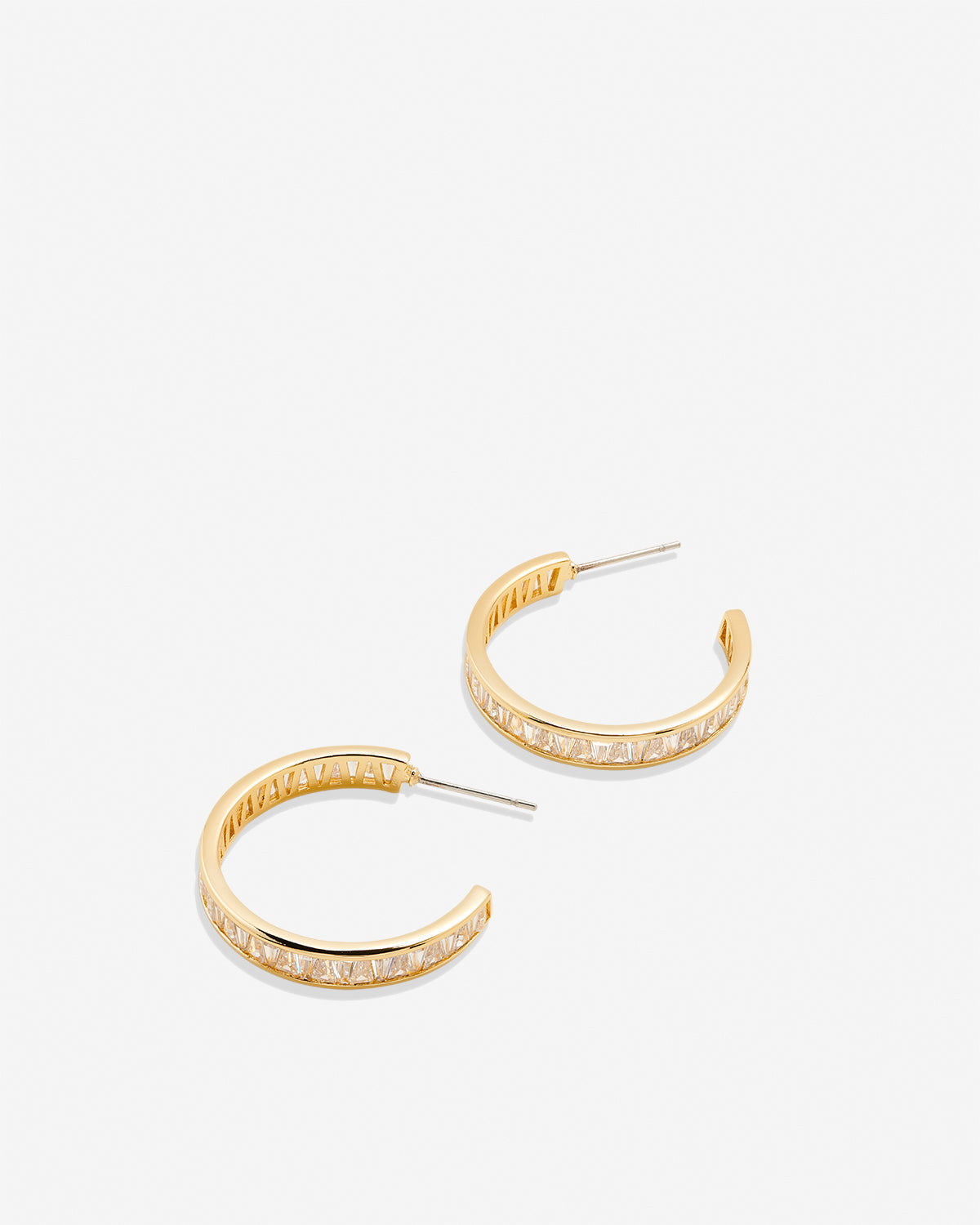Bryan Anthonys Radiance Collection Baguette Midi Hoop Earrings Gold