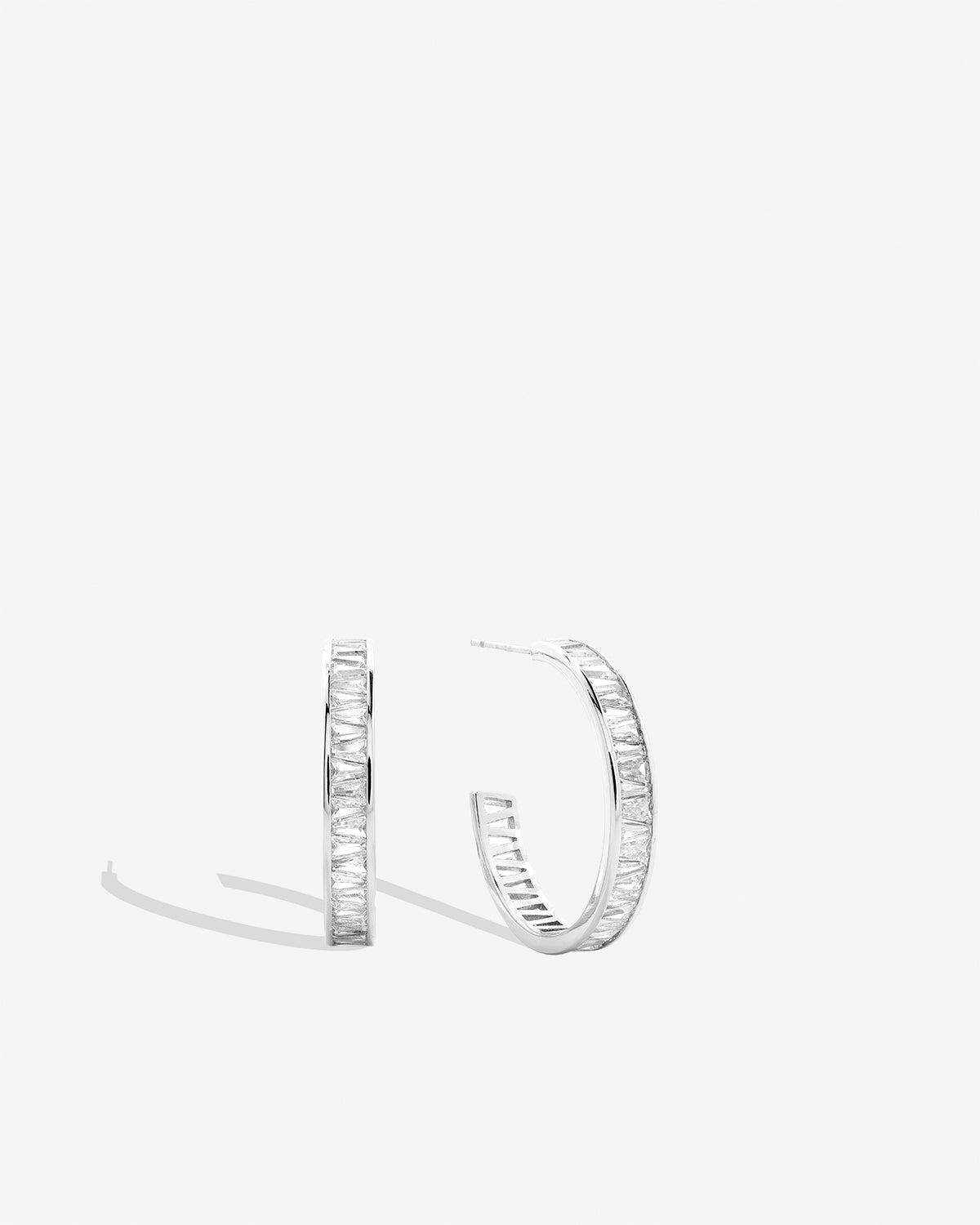 Bryan Anthonys Radiance Collection Baguette Midi Hoop Earrings Silver 