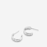 Bryan Anthonys Radiance Collection Baguette Mini Hoop Earrings Silver