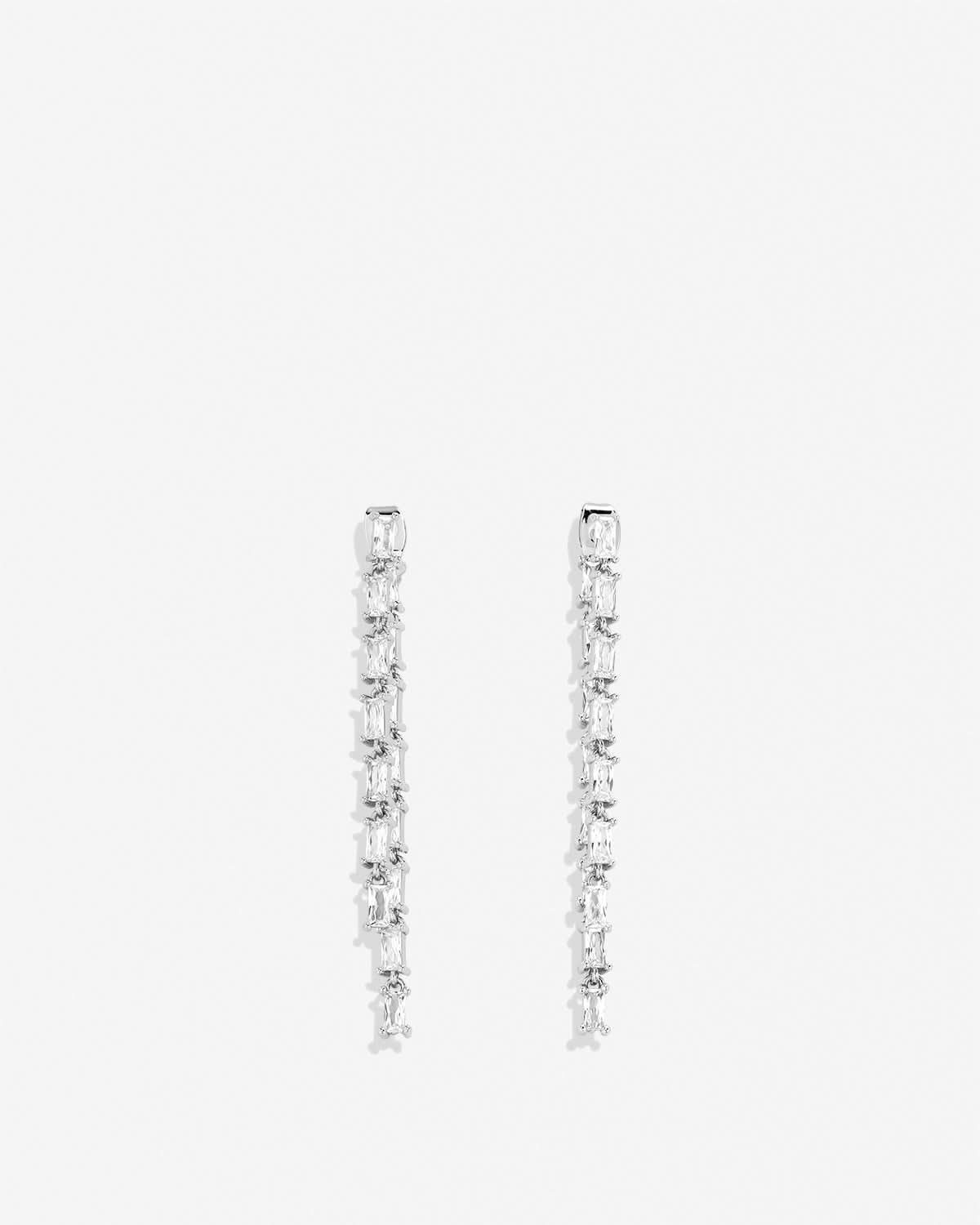 Bryan Anthonys Radiance Collection Baguette Chandelier Earrings Emerald Cut Silver