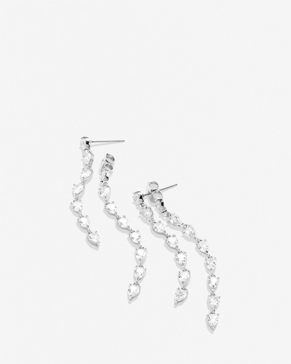 Bryan Anthonys Radiance Collection Pear Cut Chandelier Earrings Silver