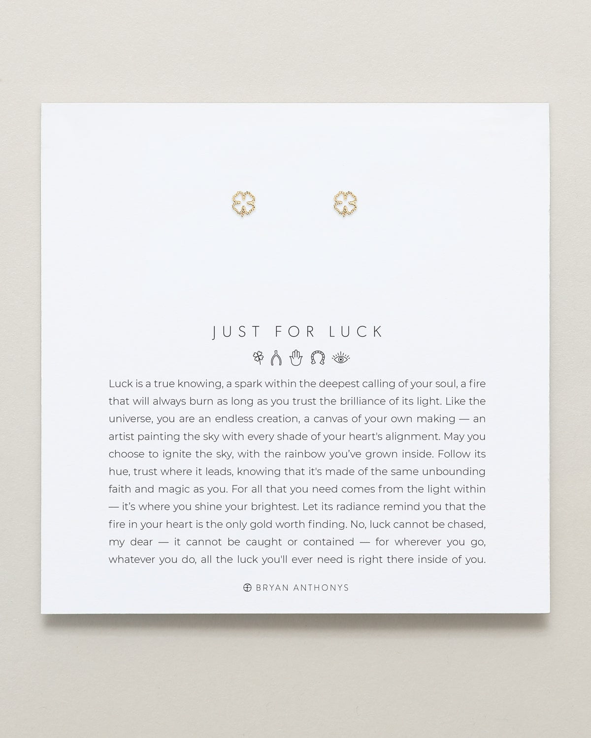 Bryan Anthonys Just For Luck Clover Gold Earring On Card