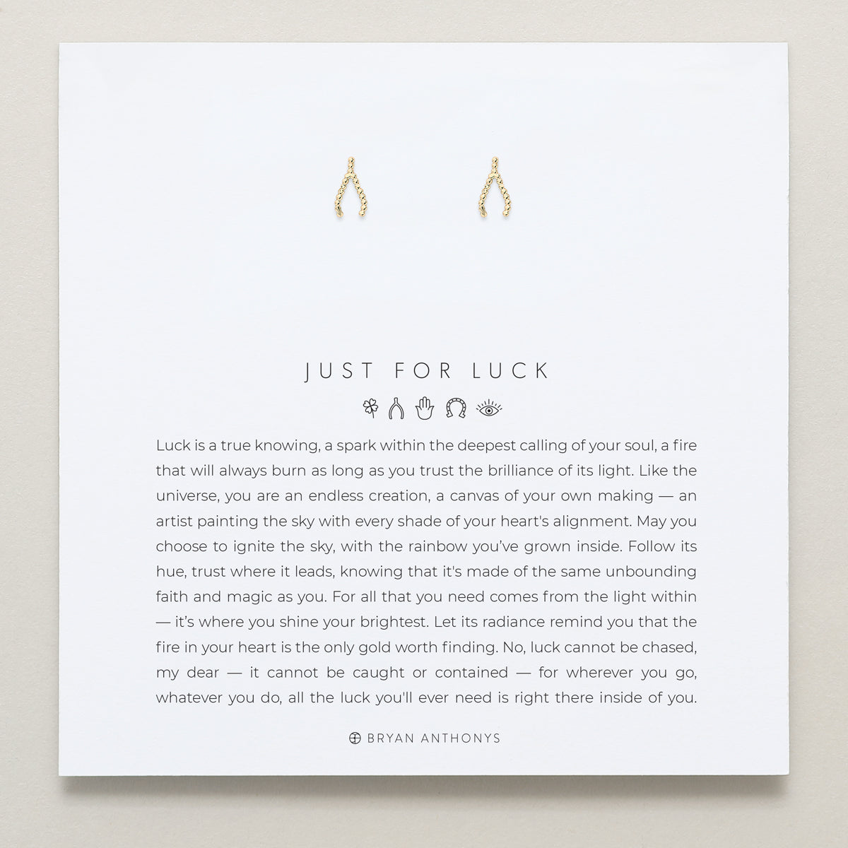 Bryan Anthonys Just For Luck Wishbone Gold Earring On Card