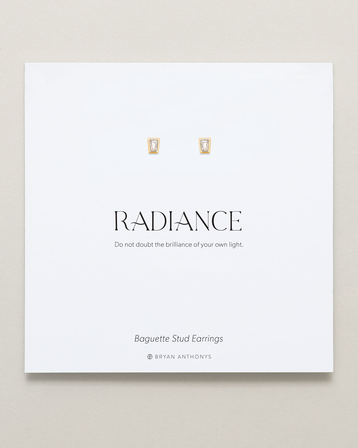 Bryan Anthonys Radiance Collection Baguette Stud Earrings Gold On Card