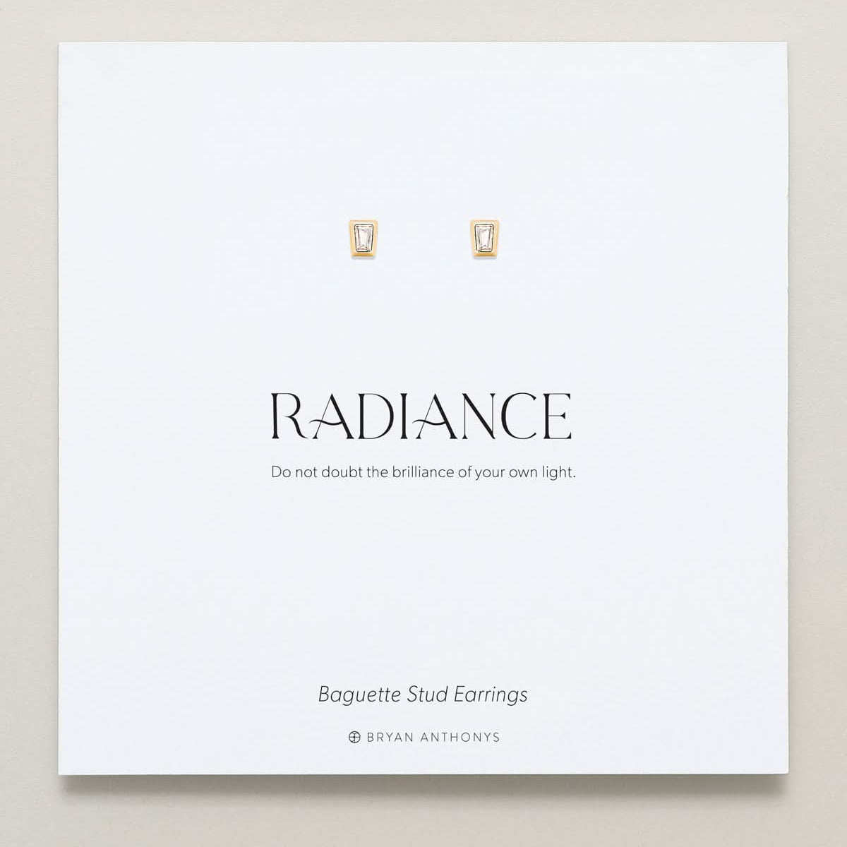 Bryan Anthonys Radiance Collection Baguette Stud Earrings Gold On Card