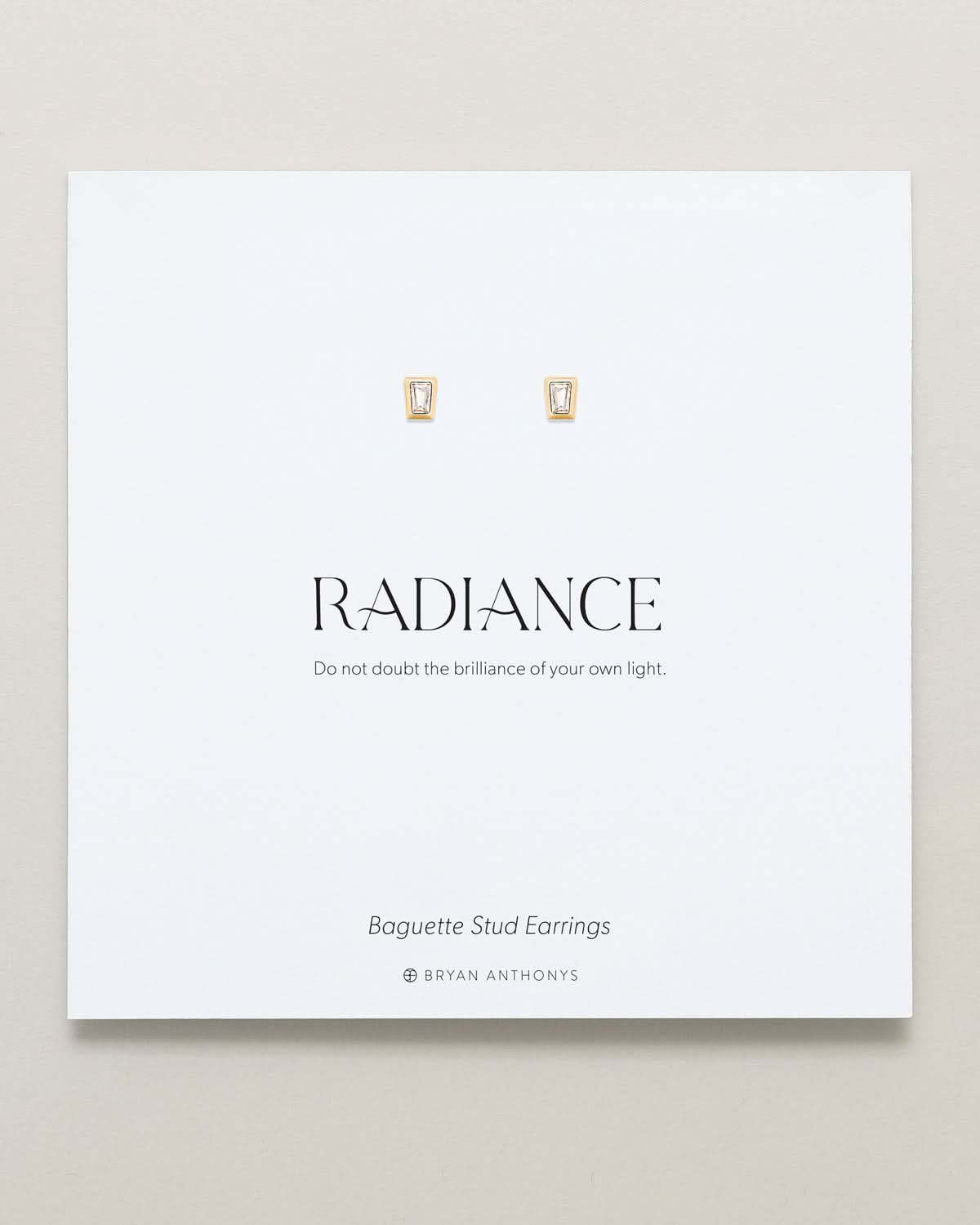 Bryan Anthonys Radiance Collection Baguette Stud Earrings Gold On Card