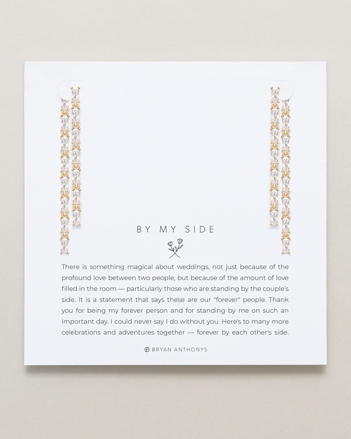 Bryan Anthonys Bridal Collection By My Side Baguette Chandelier Earrings in Gold On Card