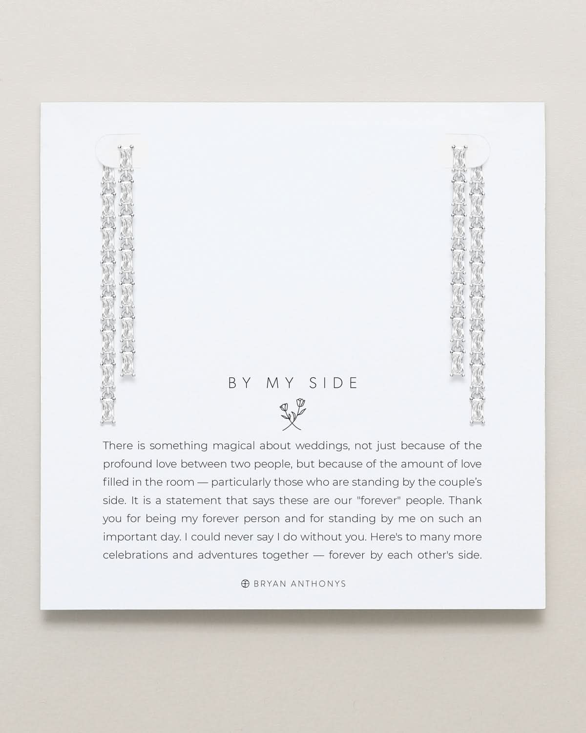 Bryan Anthonys Bridal Collection By My Side Baguette Chandelier Earrings in Silver On Card