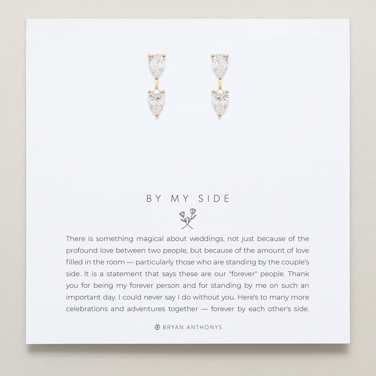 Bryan Anthonys Bridal Collection By My Side Bridesmaid Pear Cut Ear Jackets Gold On Card